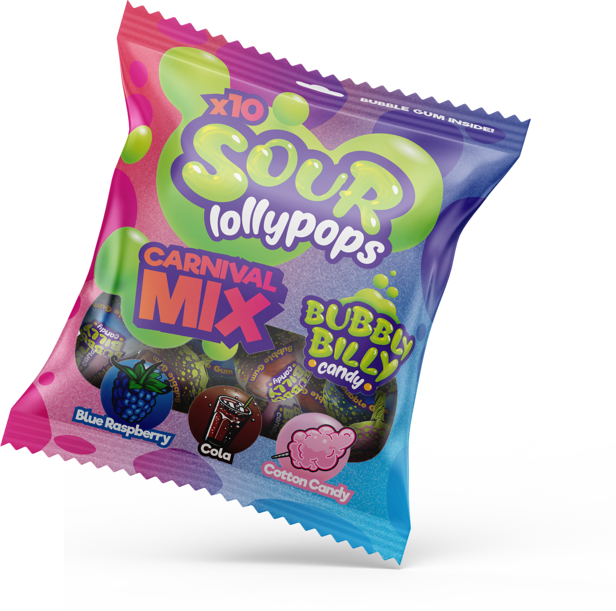 Sour lollipops party mix packs in Carnival Mix flavours
