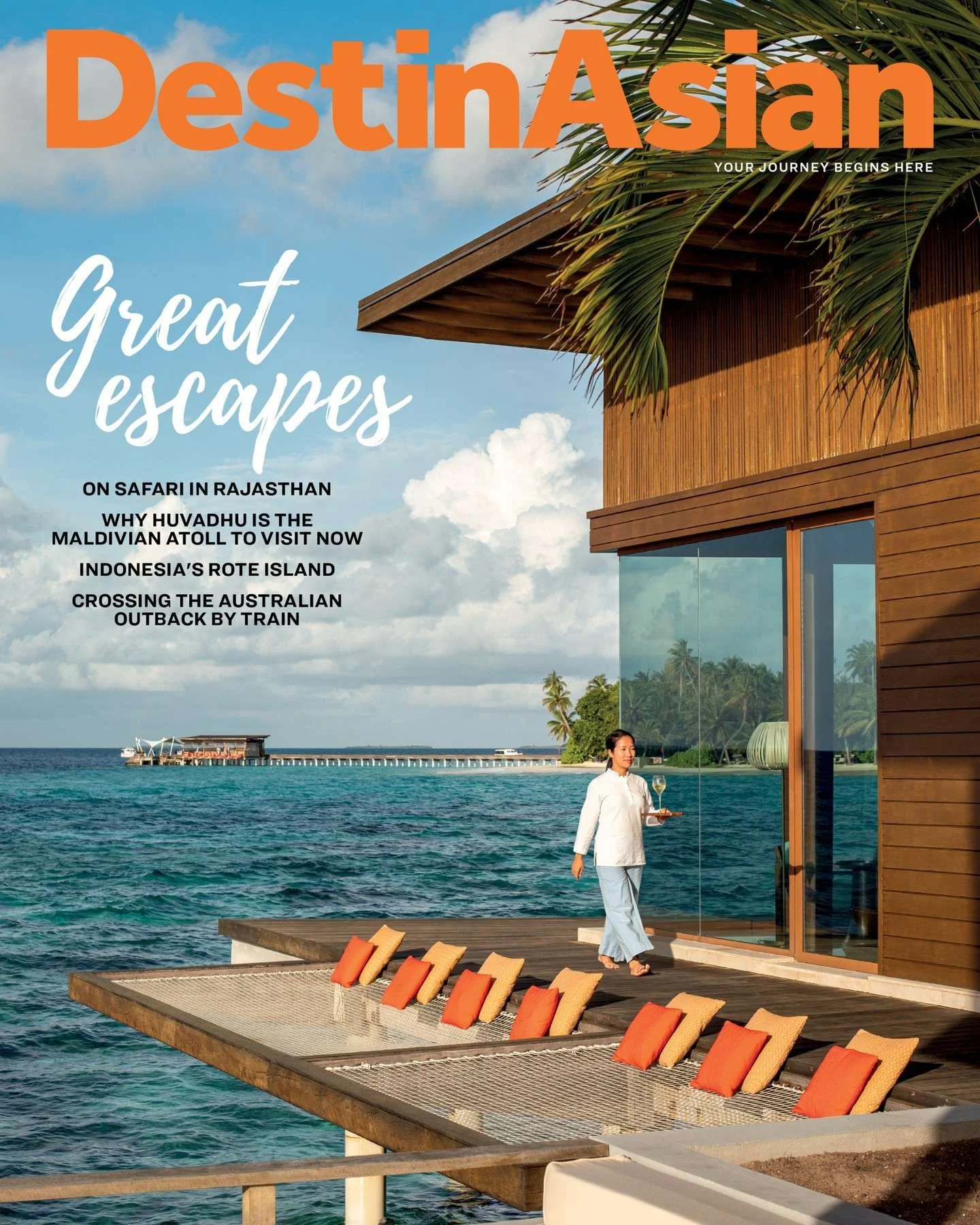 DestinAsian August September 2026 cover featuring Park Hyatt Maldives Hadahaa in Huvadhu Atoll