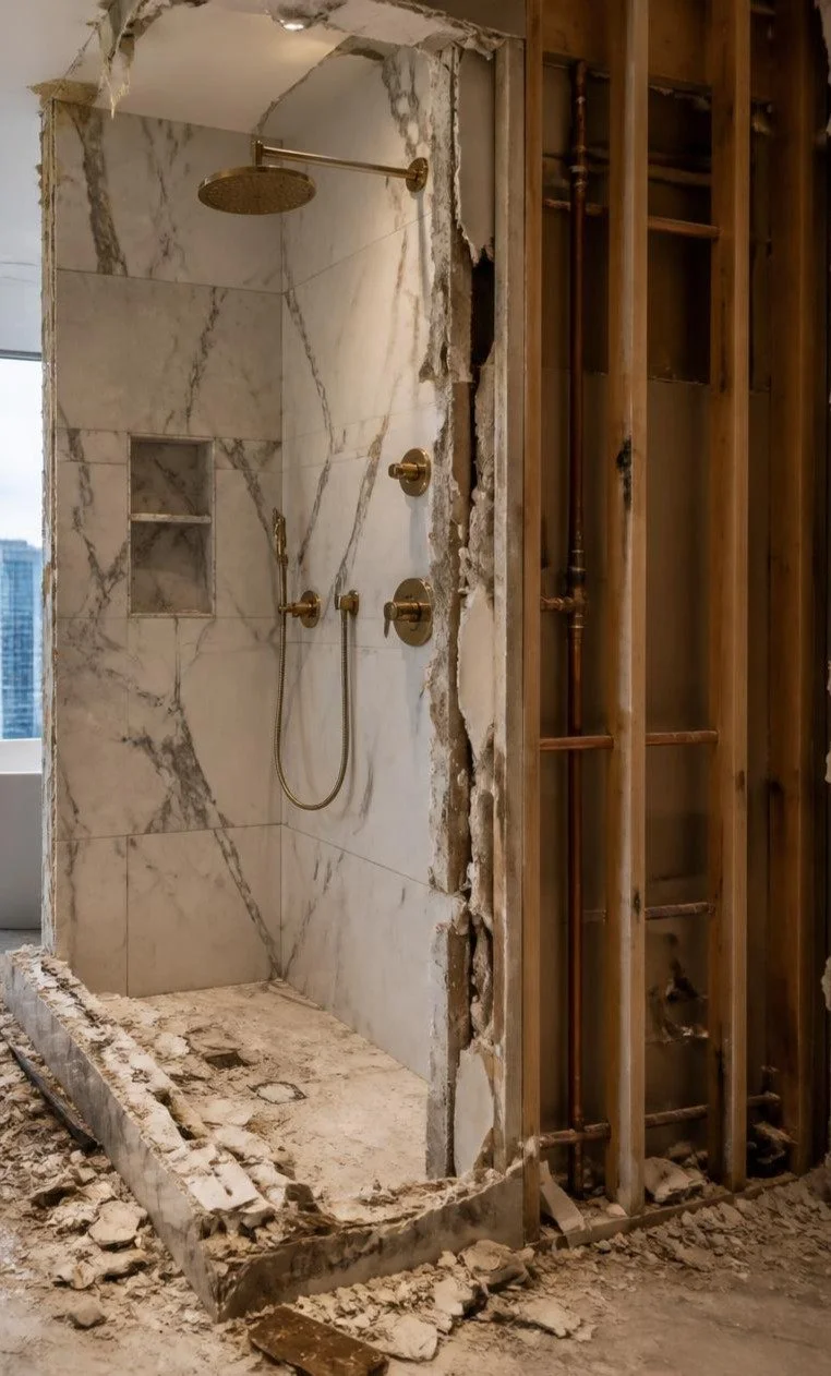 Your Condo Shower Is Leaking Into the Unit Below. Here Is What Selective Demolition Actually Looks Like.