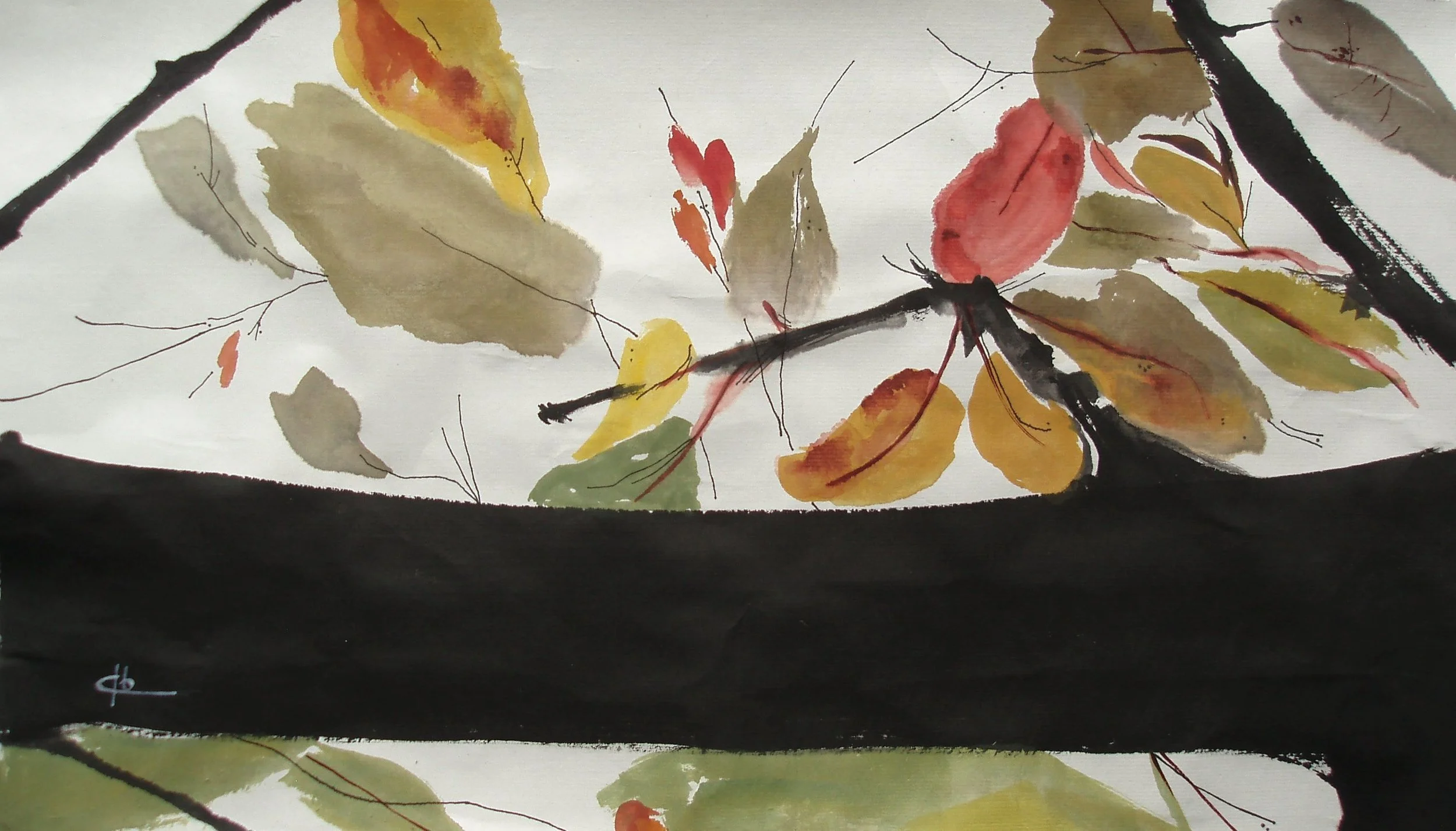 DIBUJO ORIENTAL III
Tinta china y de colores sobre papel de arroz
 26,5 x 45,5 cm