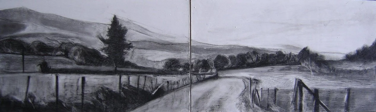 DE CAMIÑO I
Acrílico, conté y grafito sobre madera
40 x 120 cm