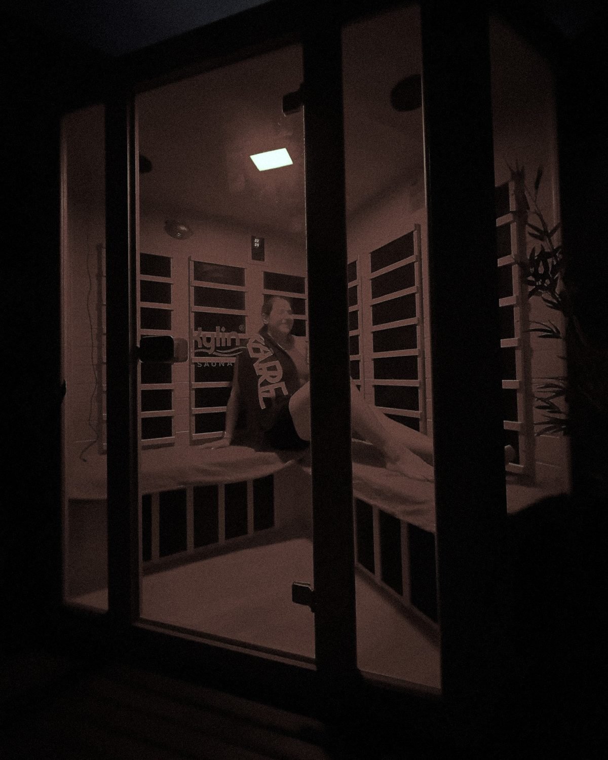 Member in the infrared sauna at RARE Rockingham