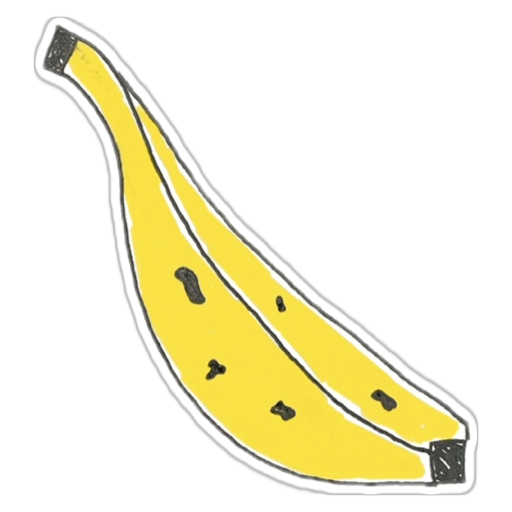 Zeichnung einer gelben Banane auf schwarzem Hintergrund