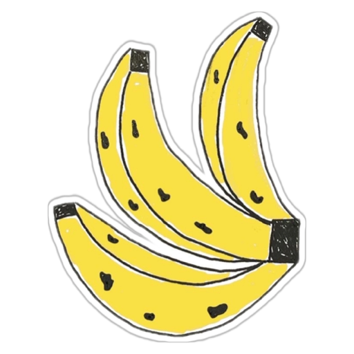 Zeichnung von drei Bananen auf schwarzem Hintergrund.