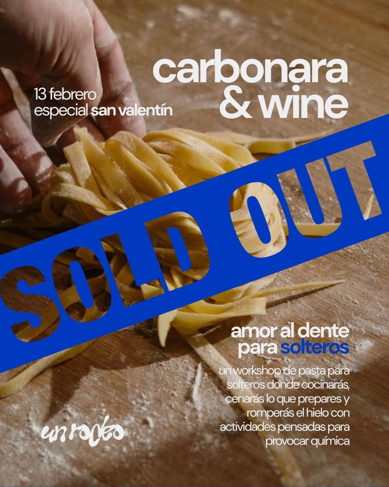 ha vuelto a pasar!! 
CARBONARA &amp; WINE est&aacute; SOLD OUT 💙

el 13 de febrero se viene workshop donde aprender&aacute;s a preparar una carbonara romana aut&eacute;ntica desde cero, mientras disfrutas de vino ilimitado y muy buen ambiente🤌🍷

g