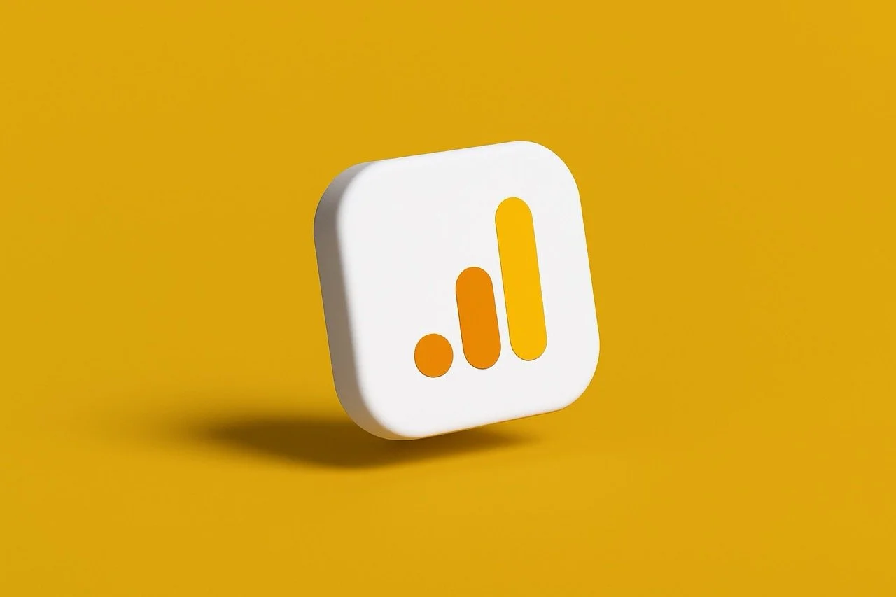 The image depicts a 3D rendering of an icon that resembles the Google Calendar app icon, set against a solid yellow background. The icon is a white, rounded square shape with the top portion showing a blue calendar page. The number "31" is displayed 