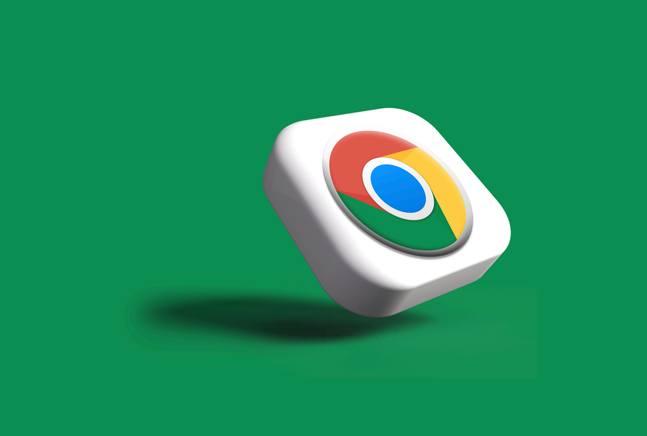 The Google Chrome logo rendered as a glossy 3D icon on a green background.