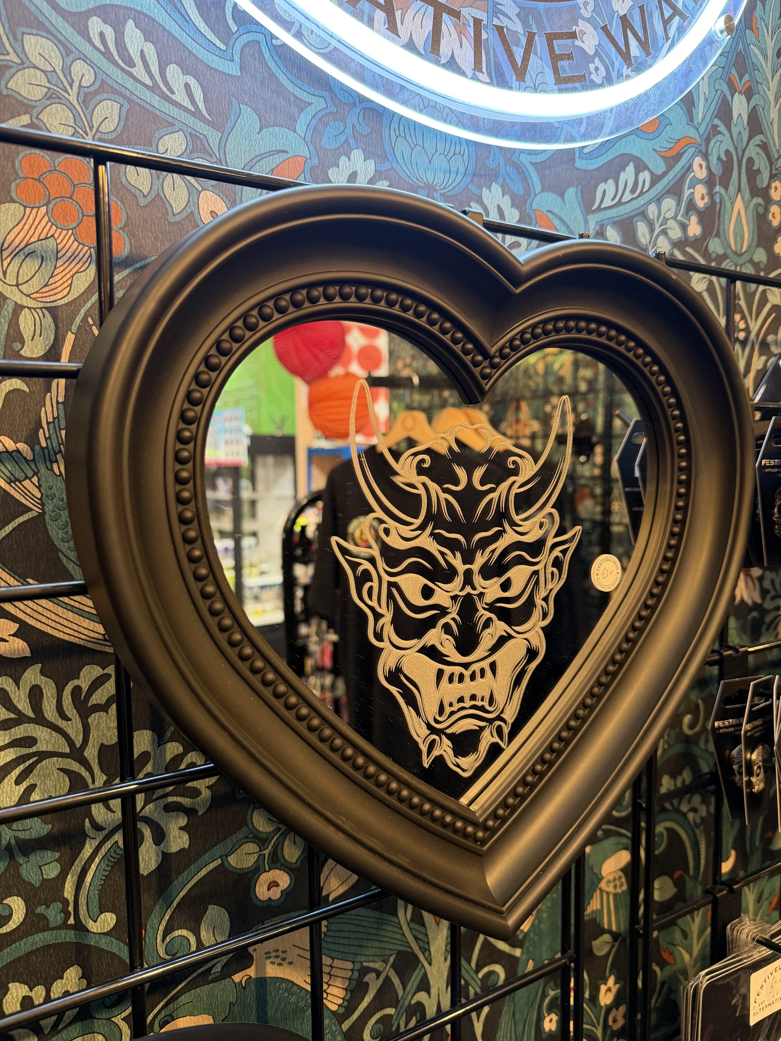 Etched Heart Mirror