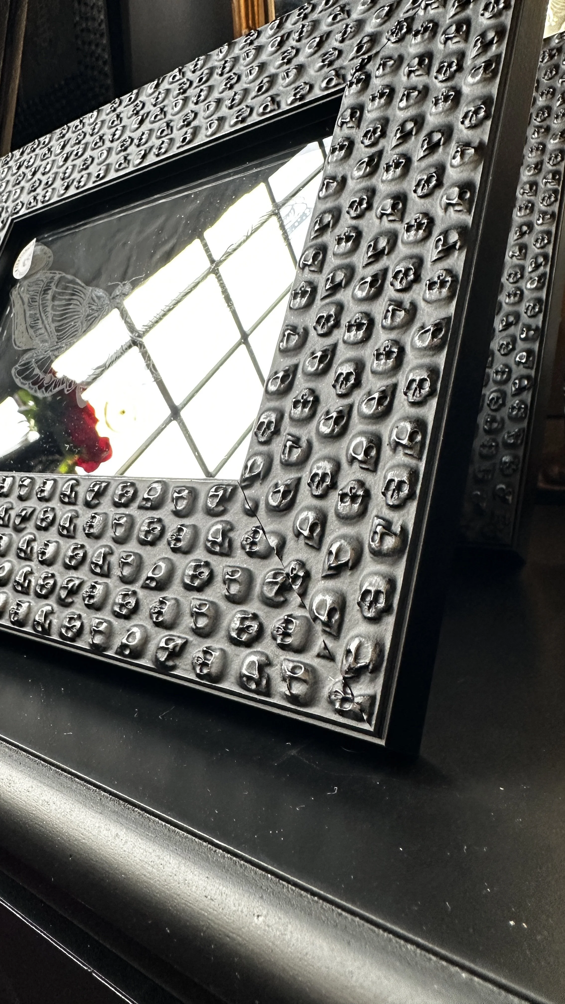 Skull Frame Mirror with a Anatomical Ribs and Torso