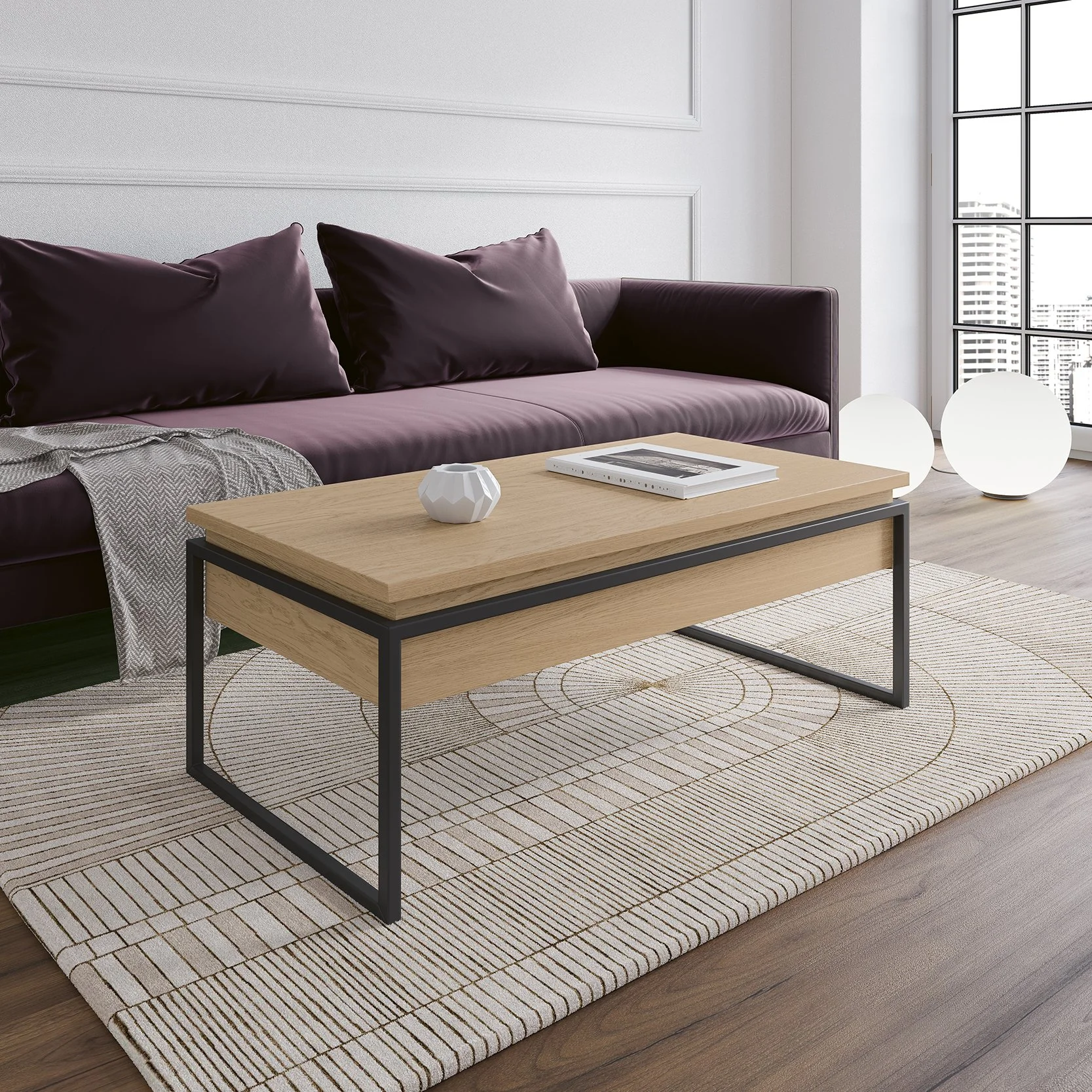 Moderner Couchtisch mit Hebefunktion