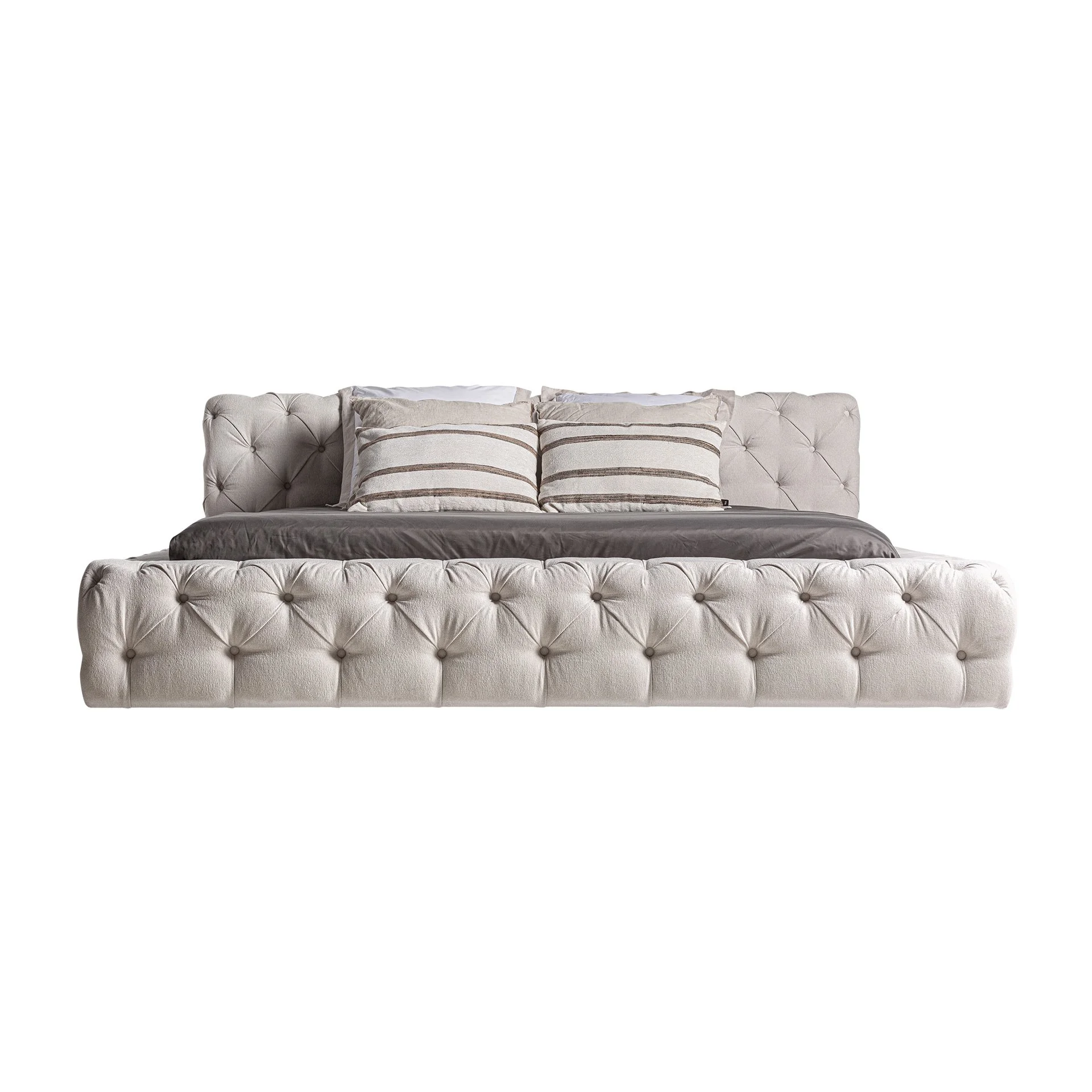 Elegantes Polsterbett Santorini mit Chesterfield-Knopfheftung