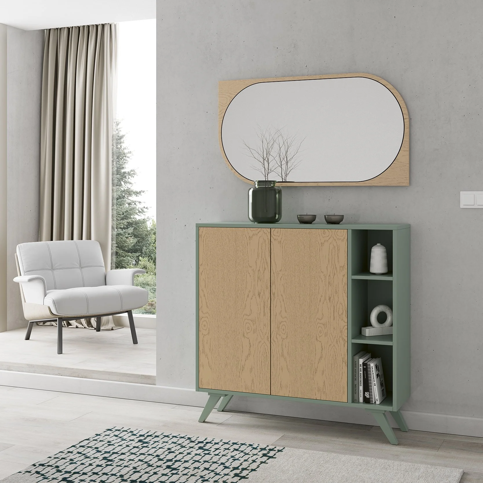 Moderner Schuhschrank mit Spiegel Set