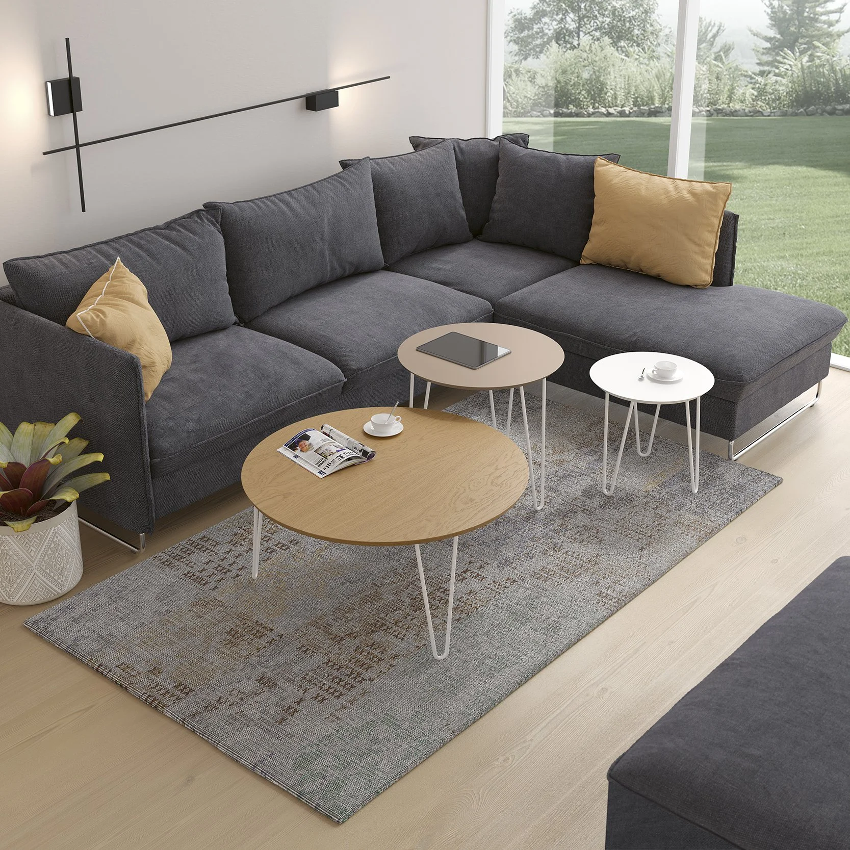 Stilvolle Beistelltische im Dreierset