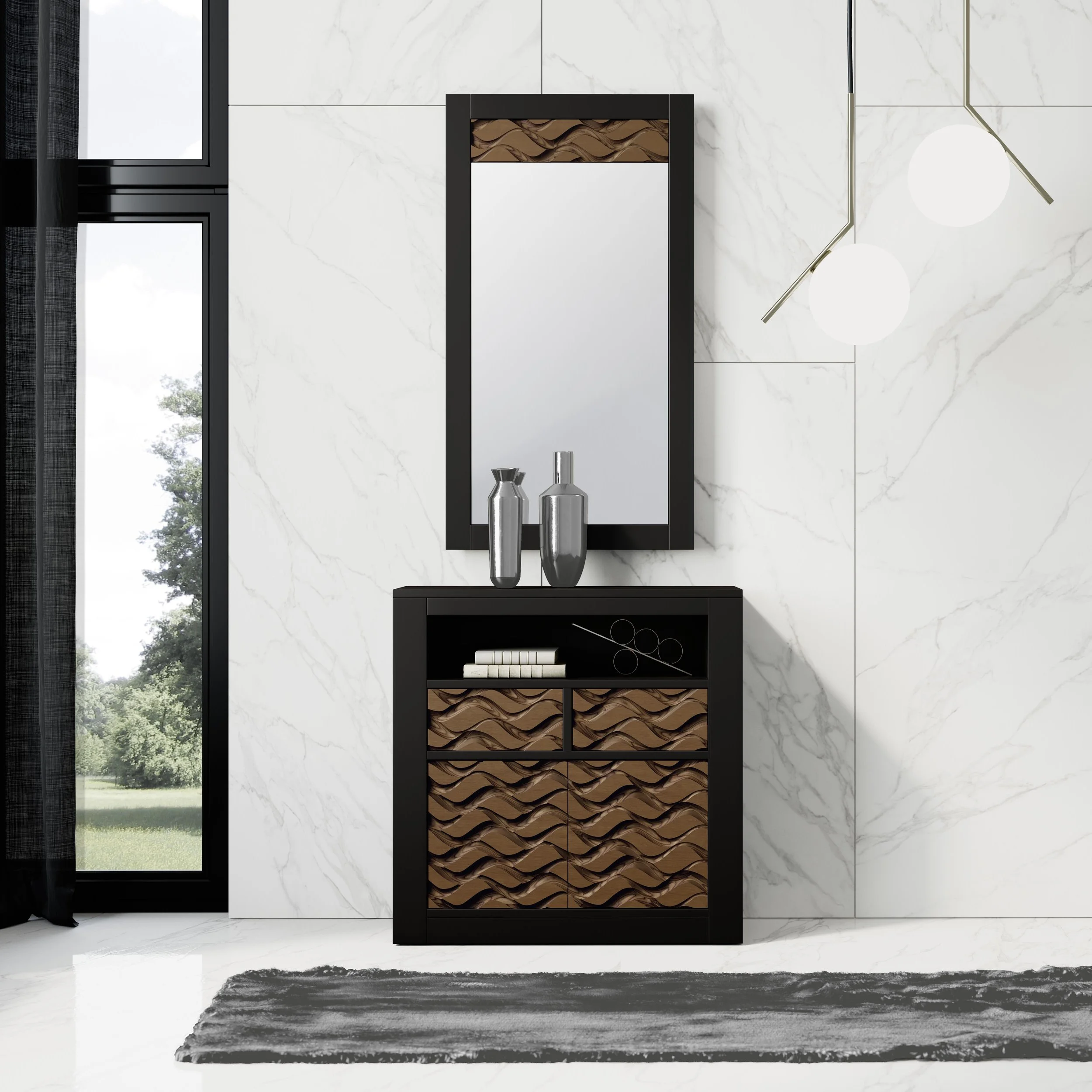 Designer-Konsole mit Spiegel und Push-System