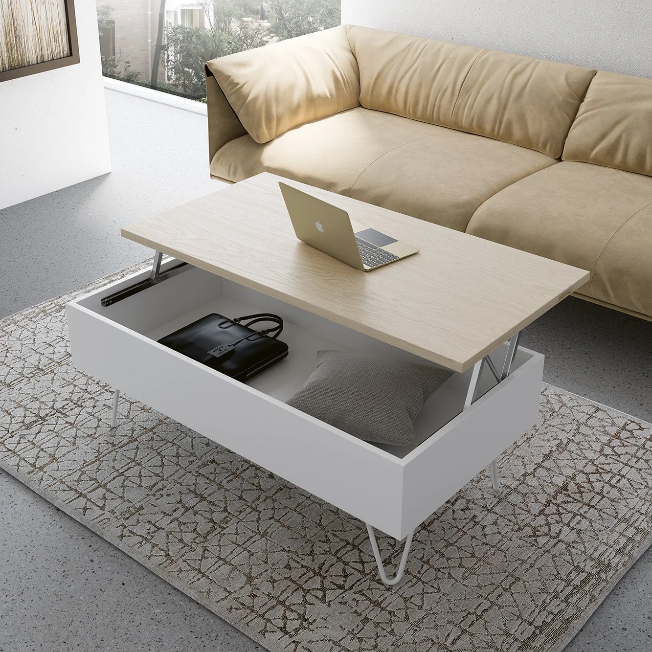 Verstellbarer Sofatisch mit Stauraum