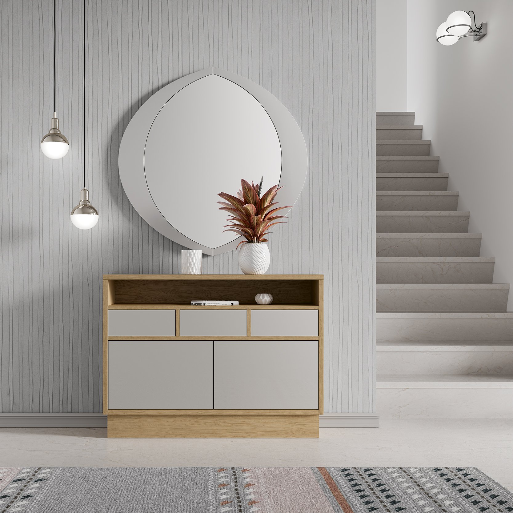 Kommode mit Spiegel Set