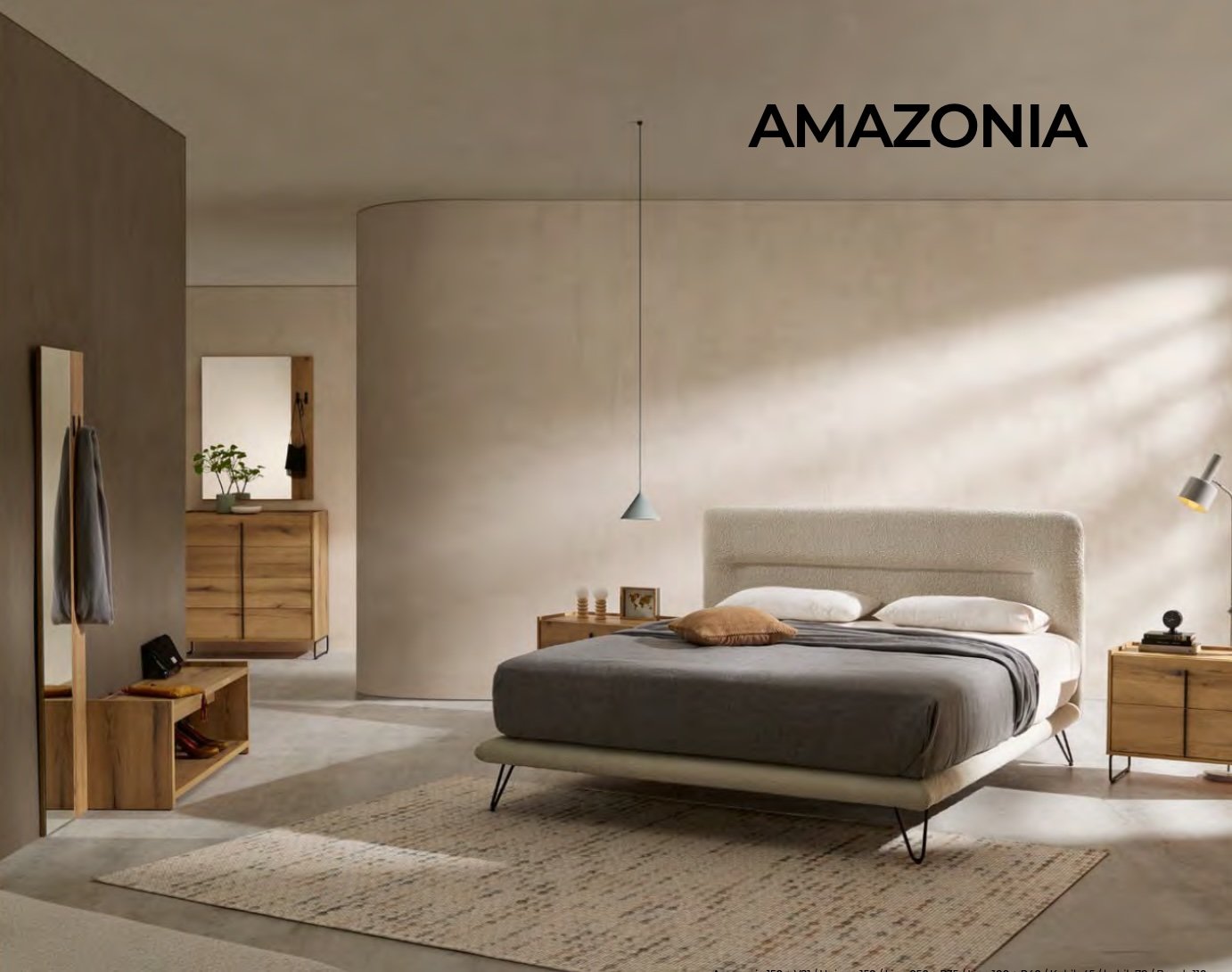 Minimalistisches Bett in Stoff oder Leder