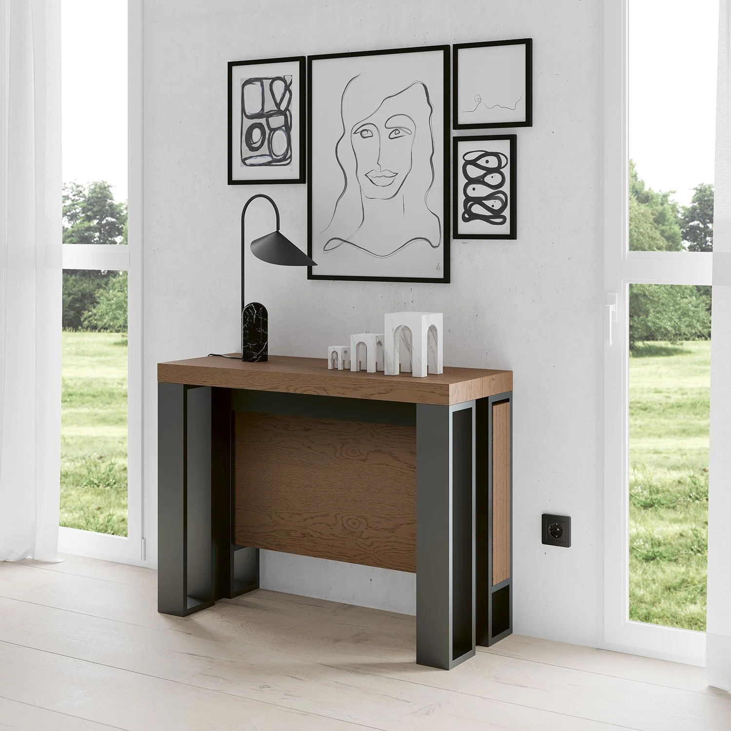 Flexibler Ausziehtisch aus Natureiche