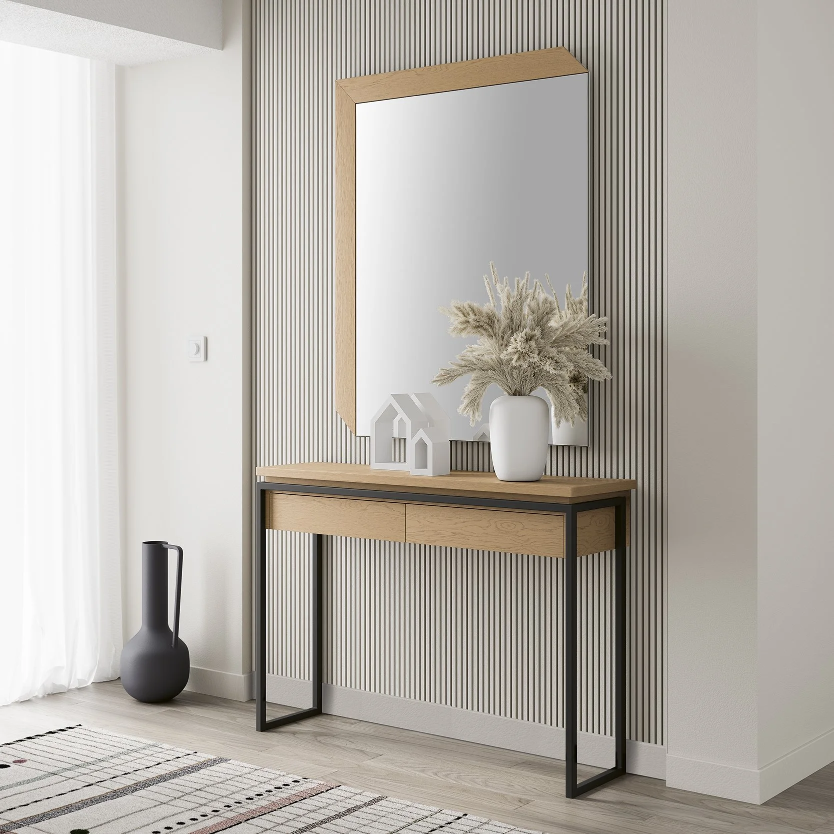 Modernes Wandtisch-Set mit Spiegel