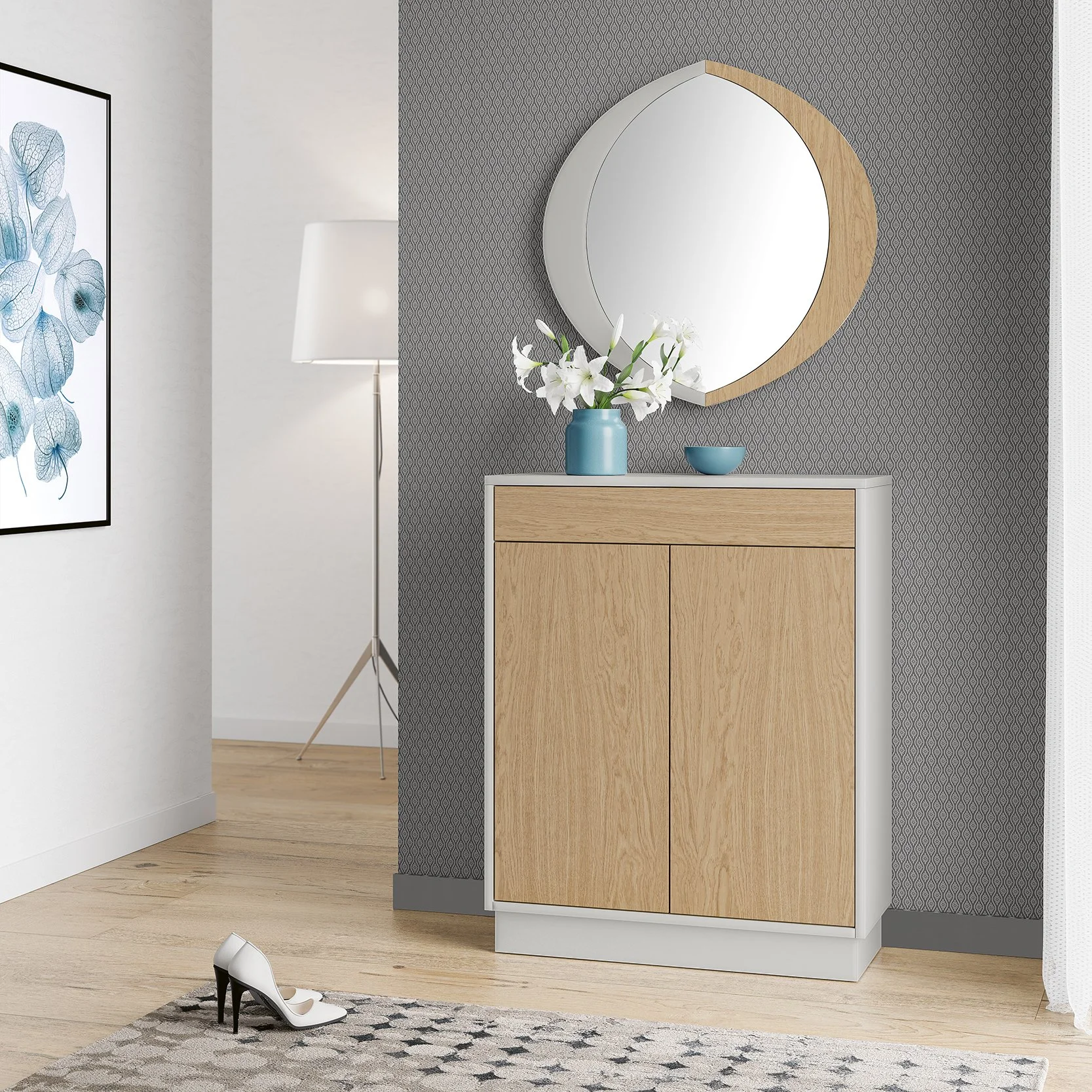 Eleganter Schuhschrank mit Spiegel