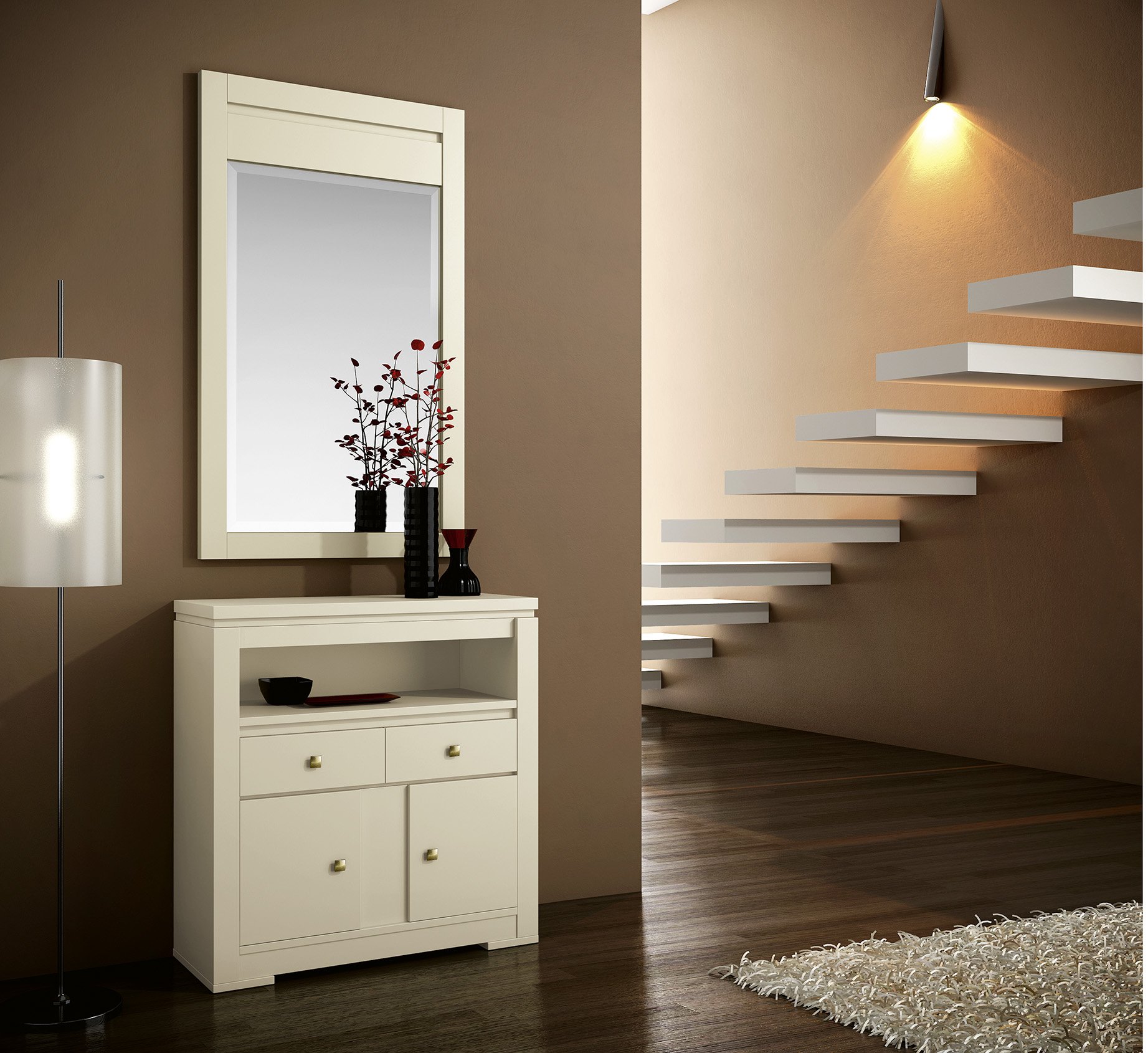 Elegante Kommode mit Spiegel im Kirschholz-Furnier