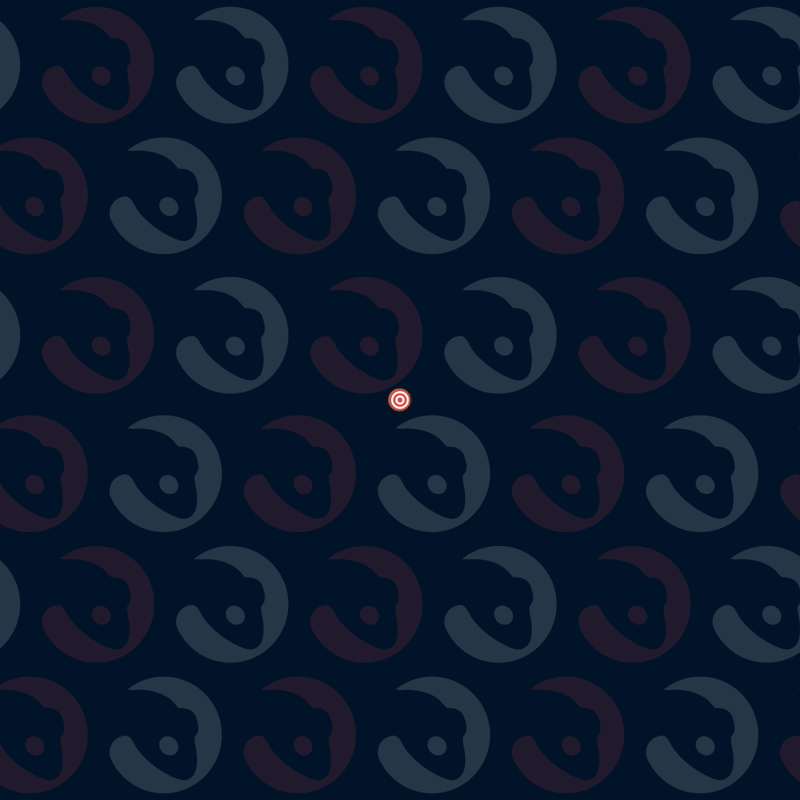 A dark background with a repeating pattern of crescent moon and face illustrations in shades of blue and purple. In the center, there is a small target icon.