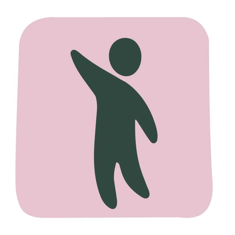 Paizo icon of a green stick person reaching with one arm raised, set against a pink background.