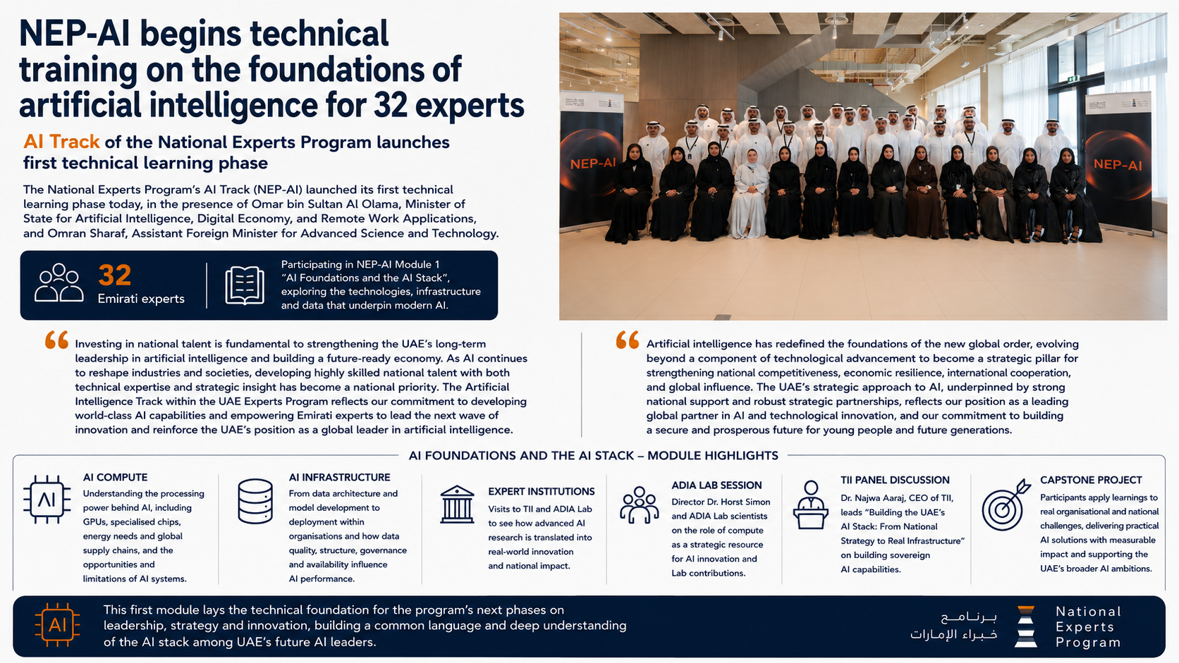 32 Emirati Experts Begin NEP-AI Technical Training on AI Foundations