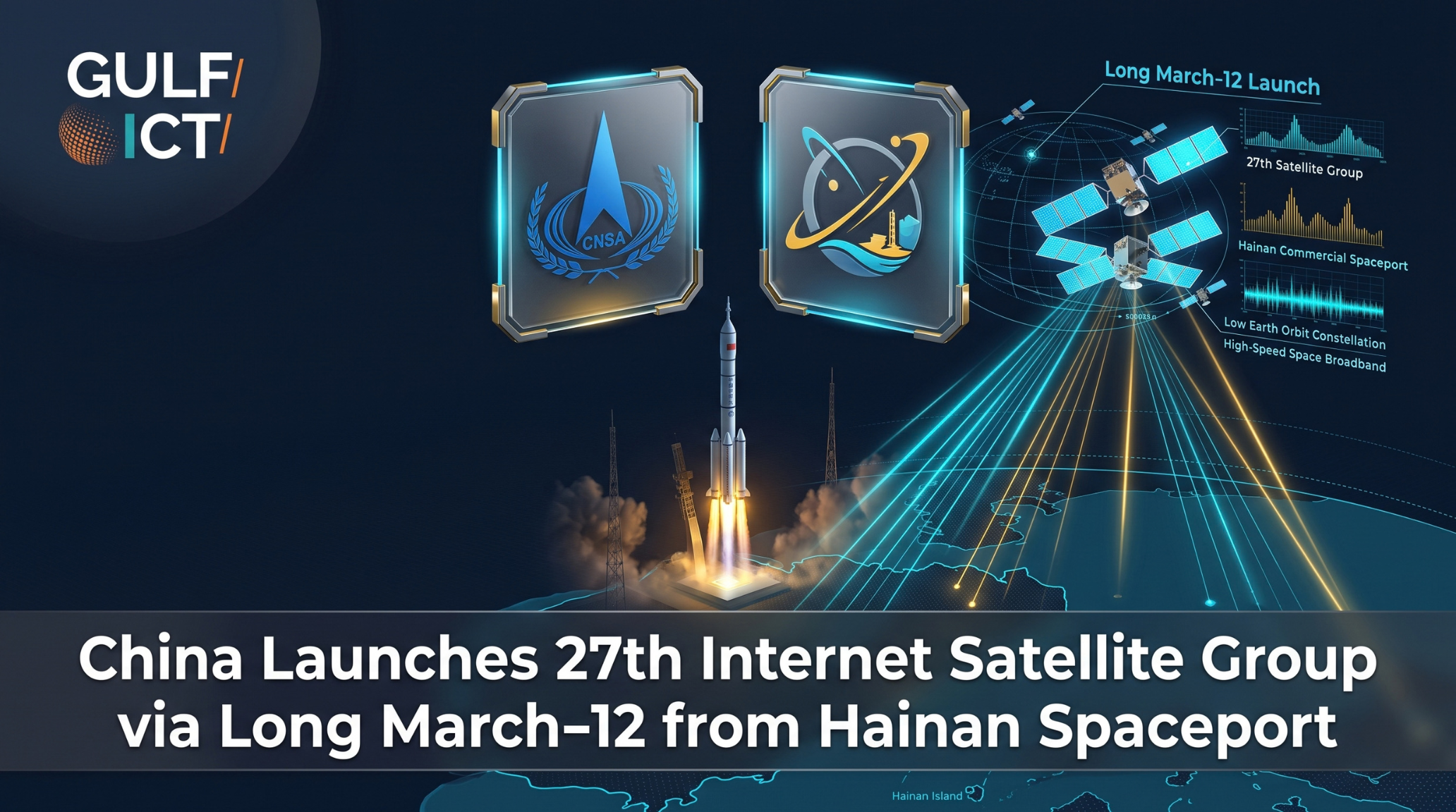 China Deploys 27th Batch of Low Earth Orbit Internet Satellites via Long March 12 from Hainan Commercial Spaceport