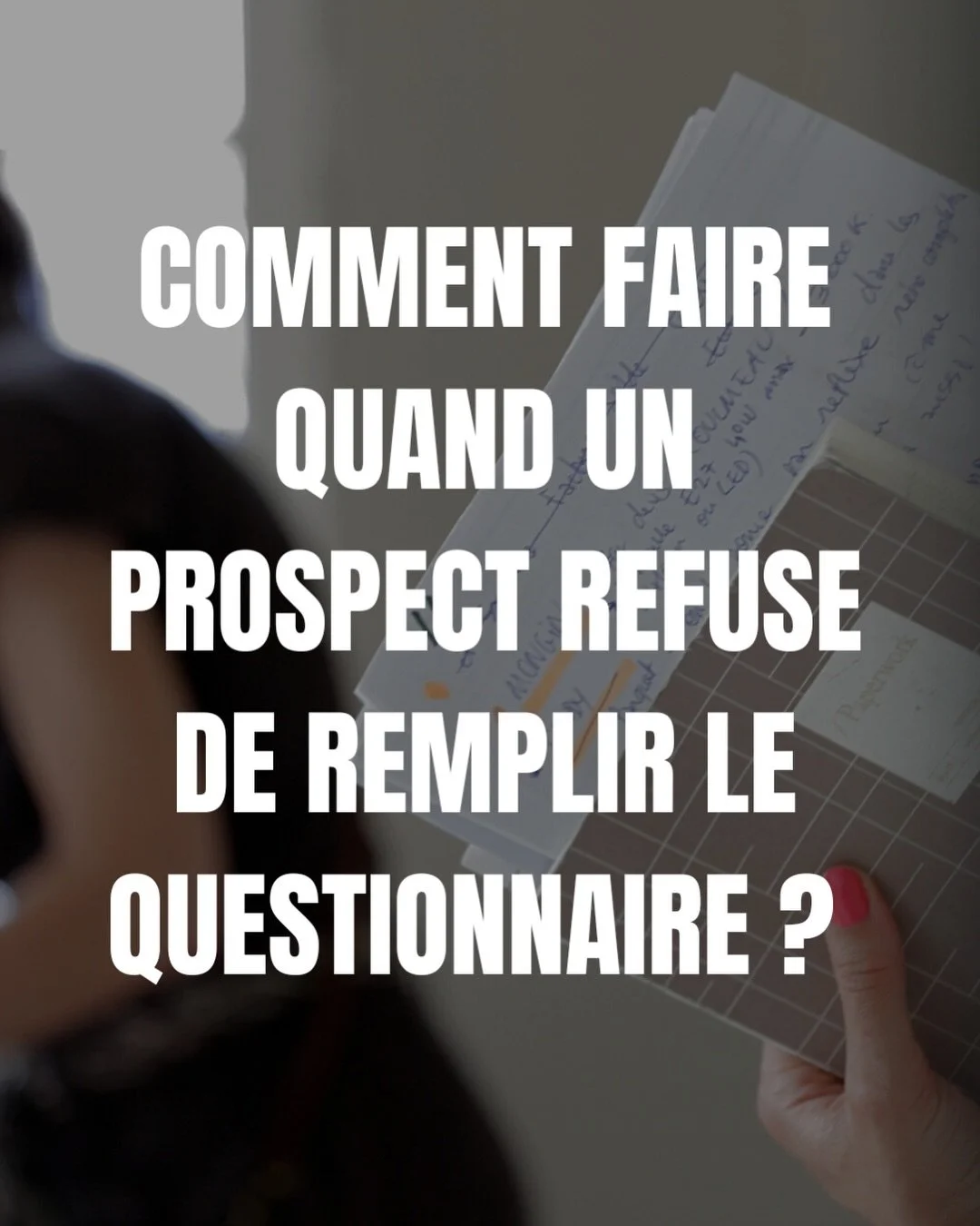 Un prospect refuse de remplir le questionnaire : que faire ? 🤔
Un prospect qui refuse de remplir le questionnaire, c&rsquo;est d&eacute;j&agrave; une information.

Notre questionnaire n&rsquo;est pas une formalit&eacute; administrative. C&rsquo;est 