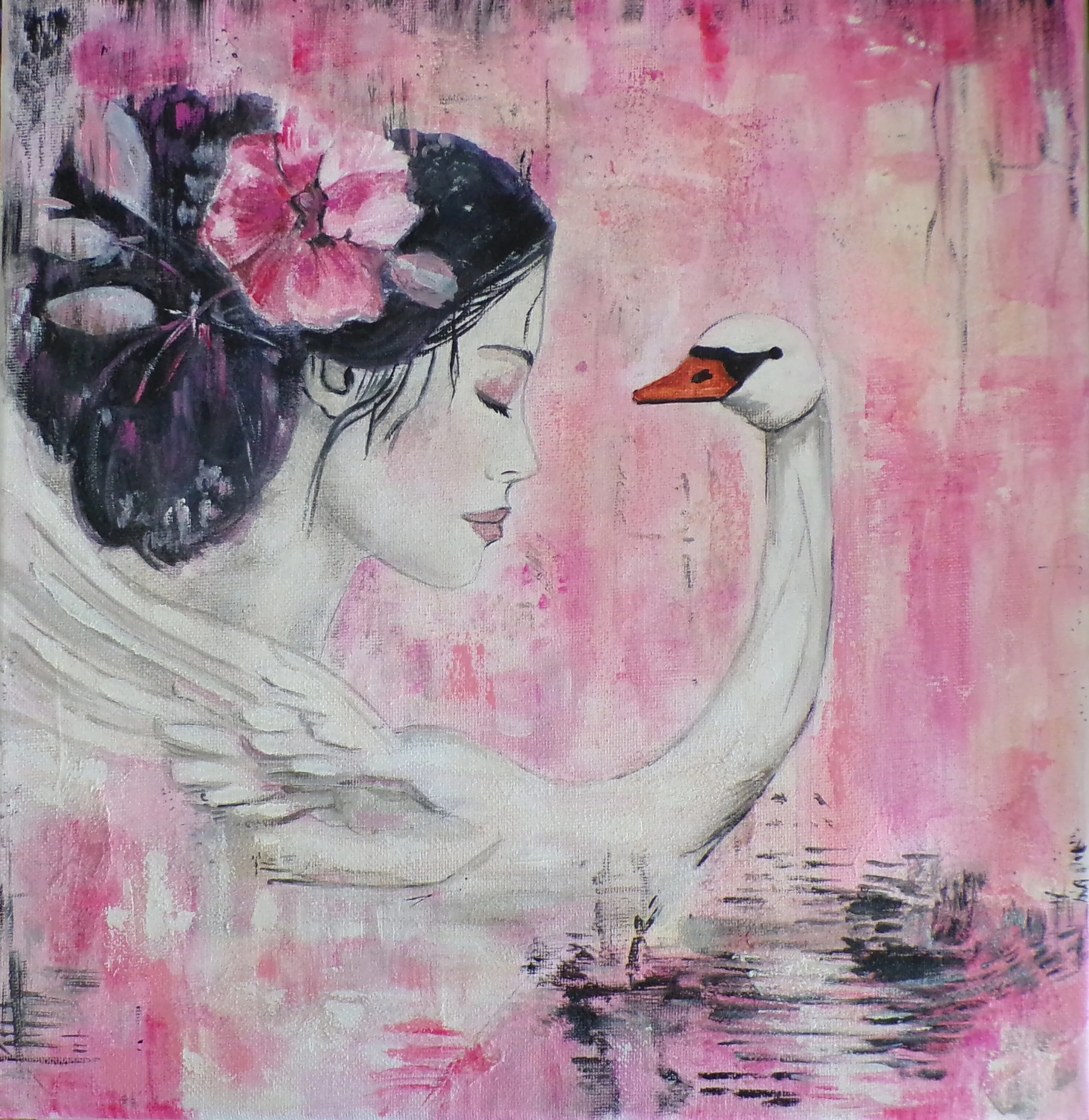 Where Silence Takes Flight | Woman and Swan Painting