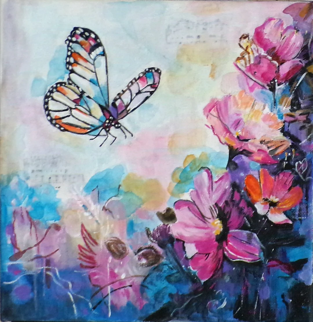 Garden Serenade | Butterfly Floral Painting