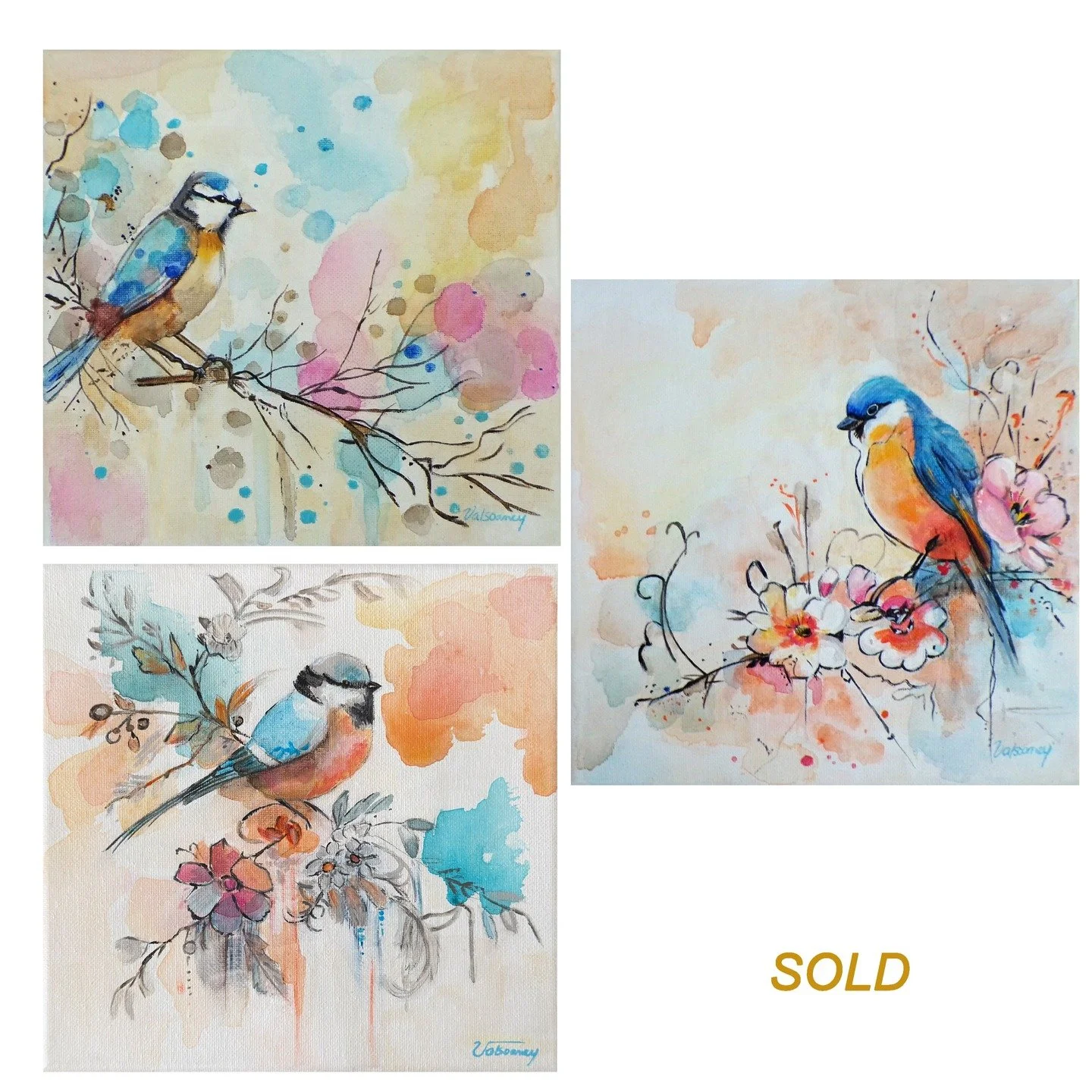 These three little birds were so much fun to create. Just ink, movement, and letting the brush flow.

They&rsquo;ve already found their homes, which makes me so grateful.

All three are sold, thank you.

#inkart #birds