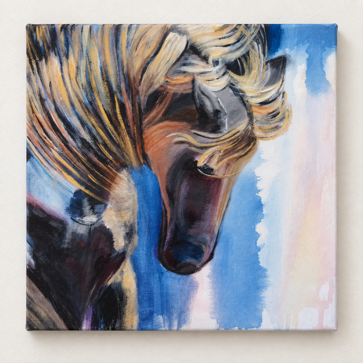 Silent Thunder/ Brown Horse Painting with Gold/Ink and Acrylic