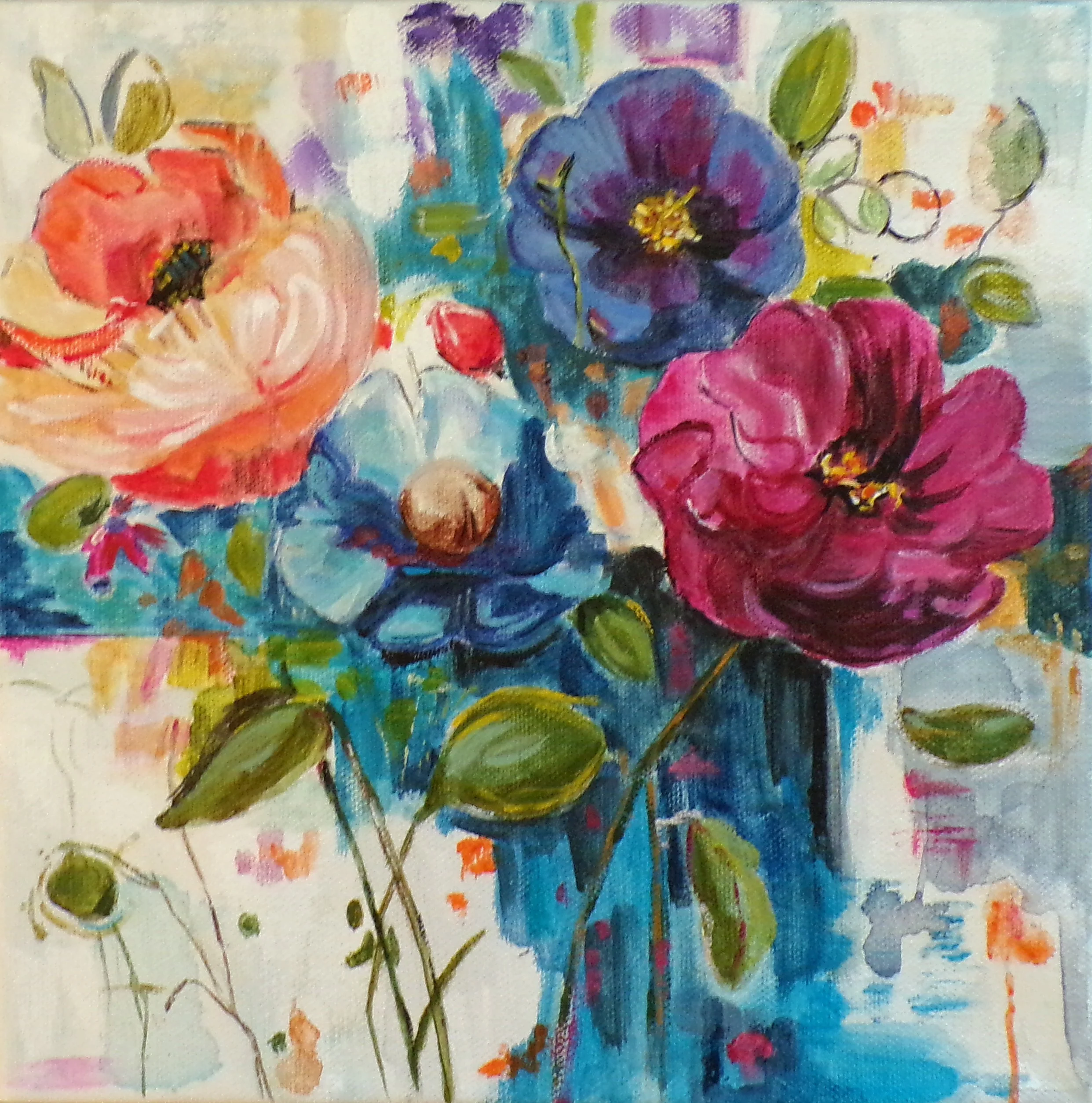 Resilient Joy | Expressive Floral Painting | Original Acrylic and Ink Art