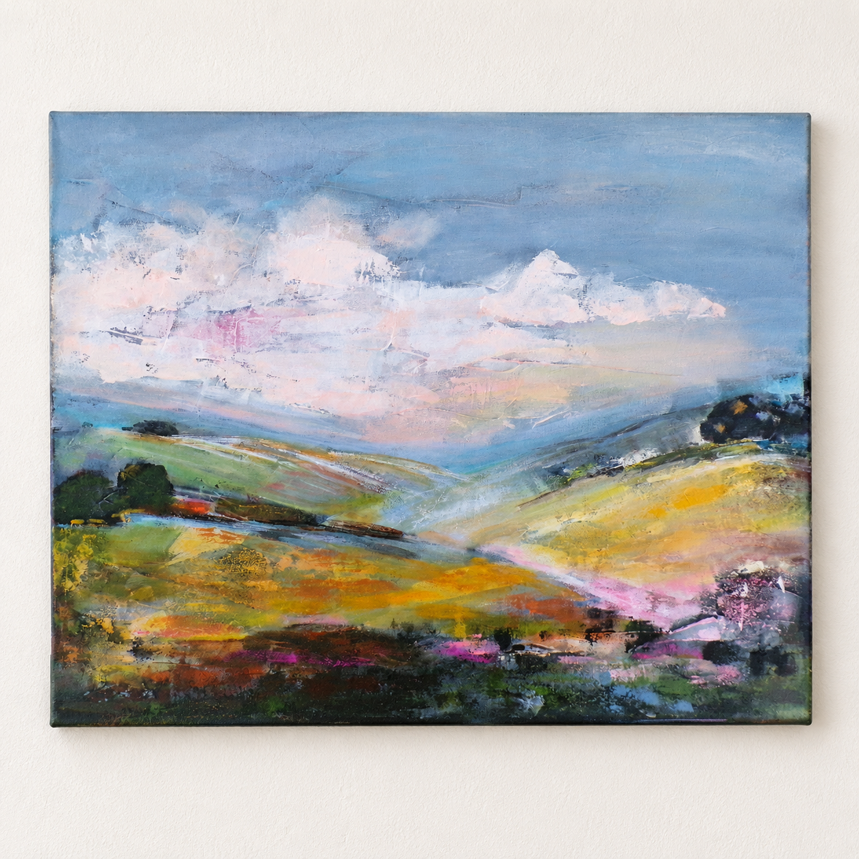 Echoes of the Valley | Textured Landscape Painting | Original Mixed Media Art