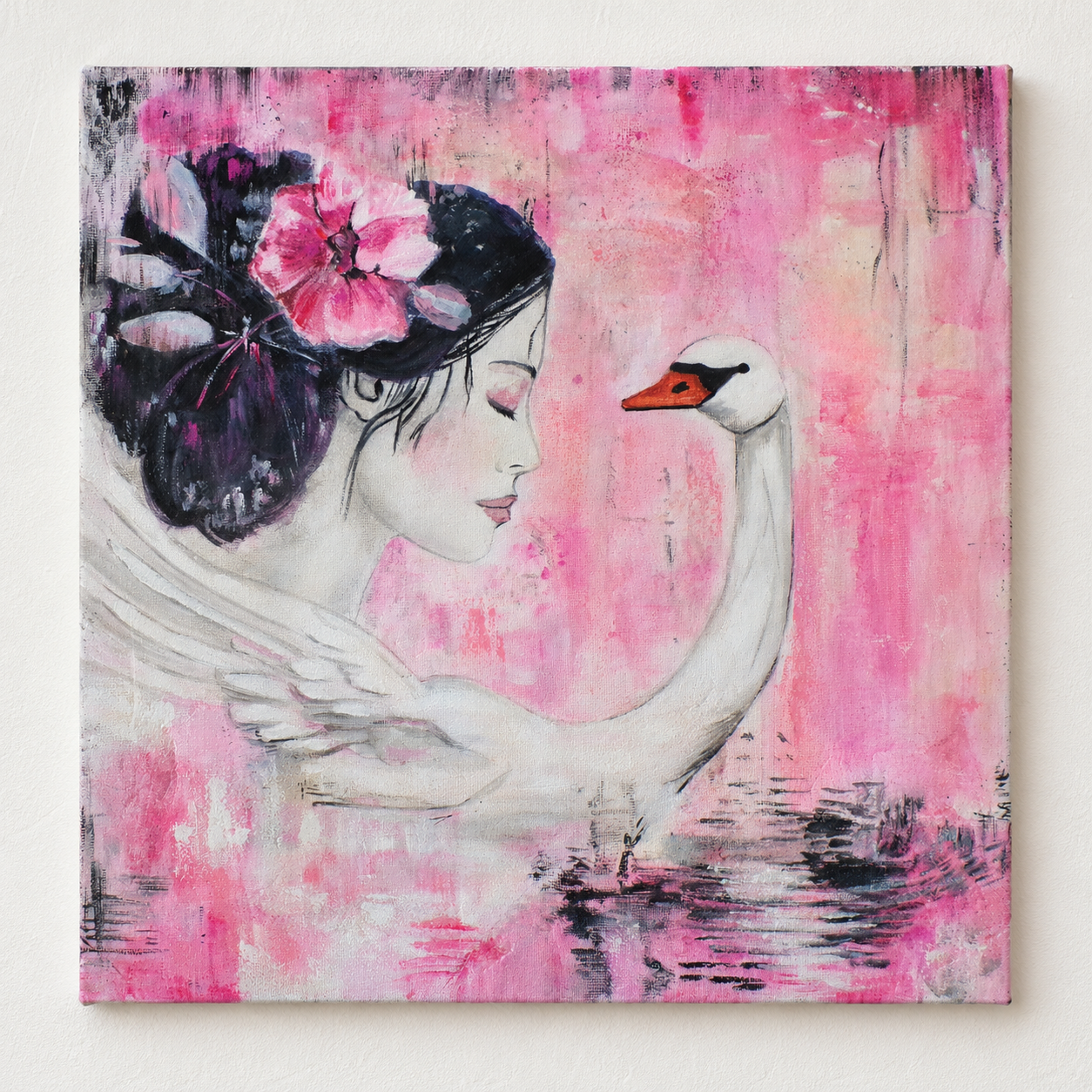 Where Silence Takes Flight | Woman and Swan Painting