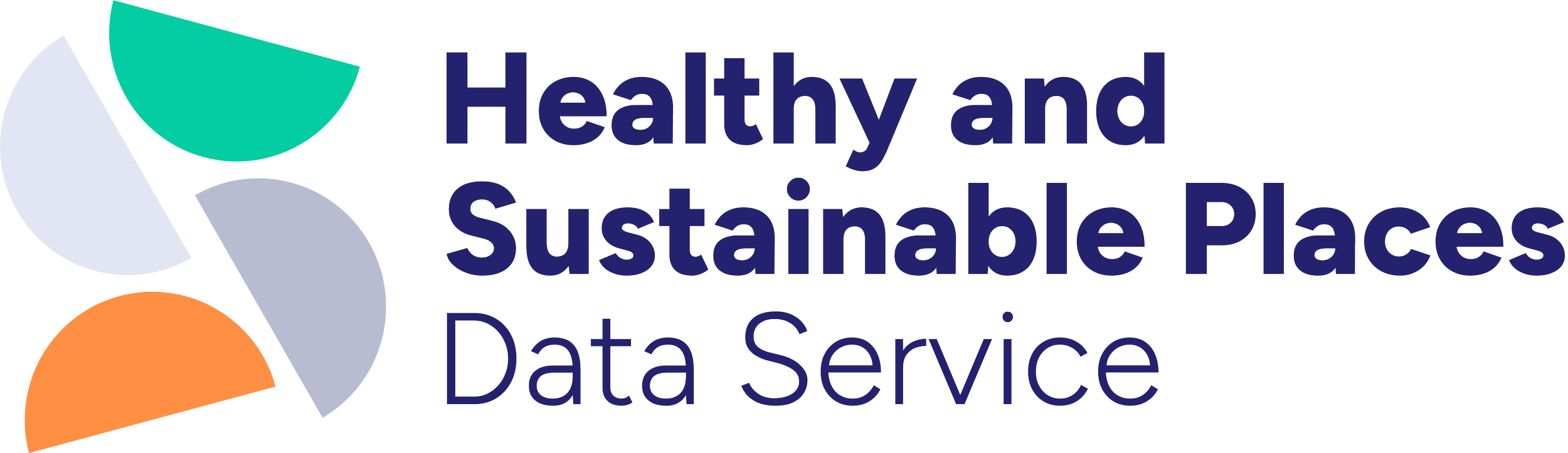 Logo with geometric shapes and the text 'Healthy and Sustainable Places Data Service'.
