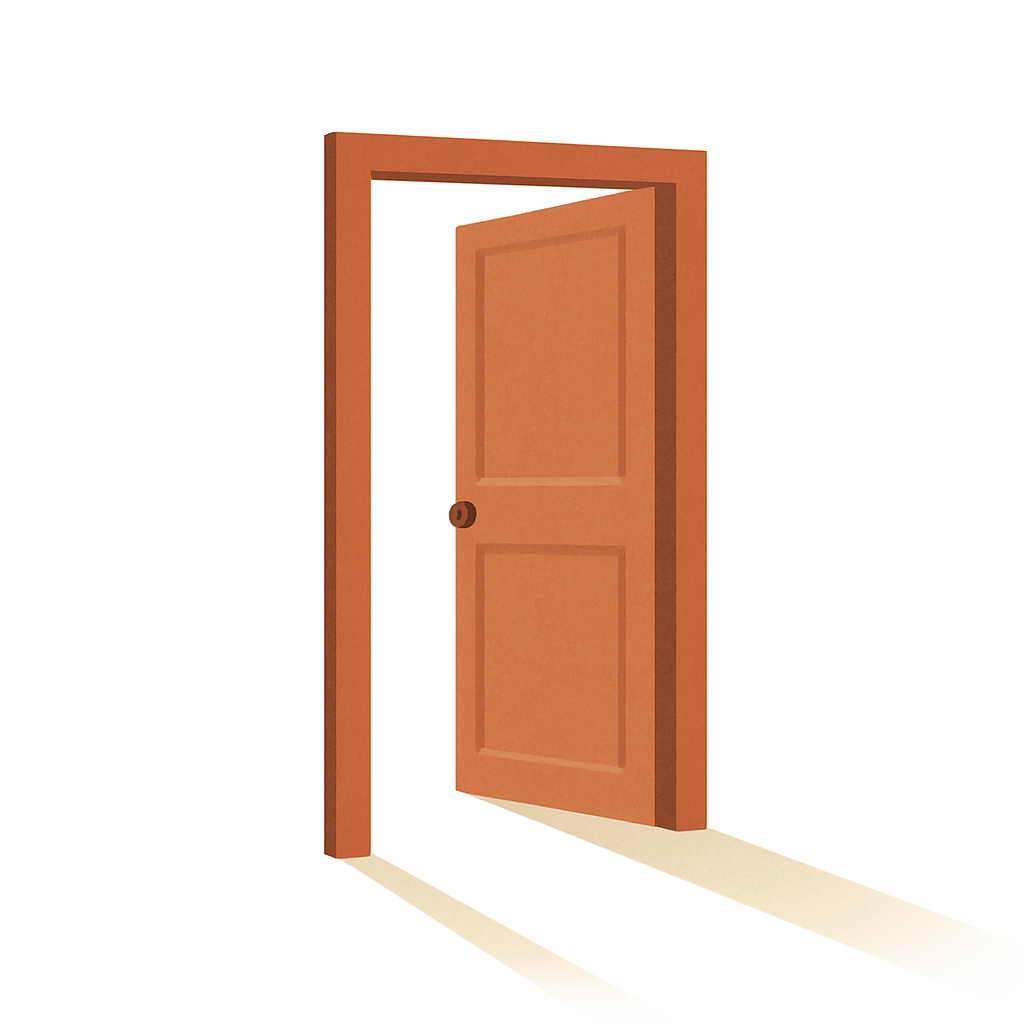 An illustration of an open door symbolizing starting a new transition.