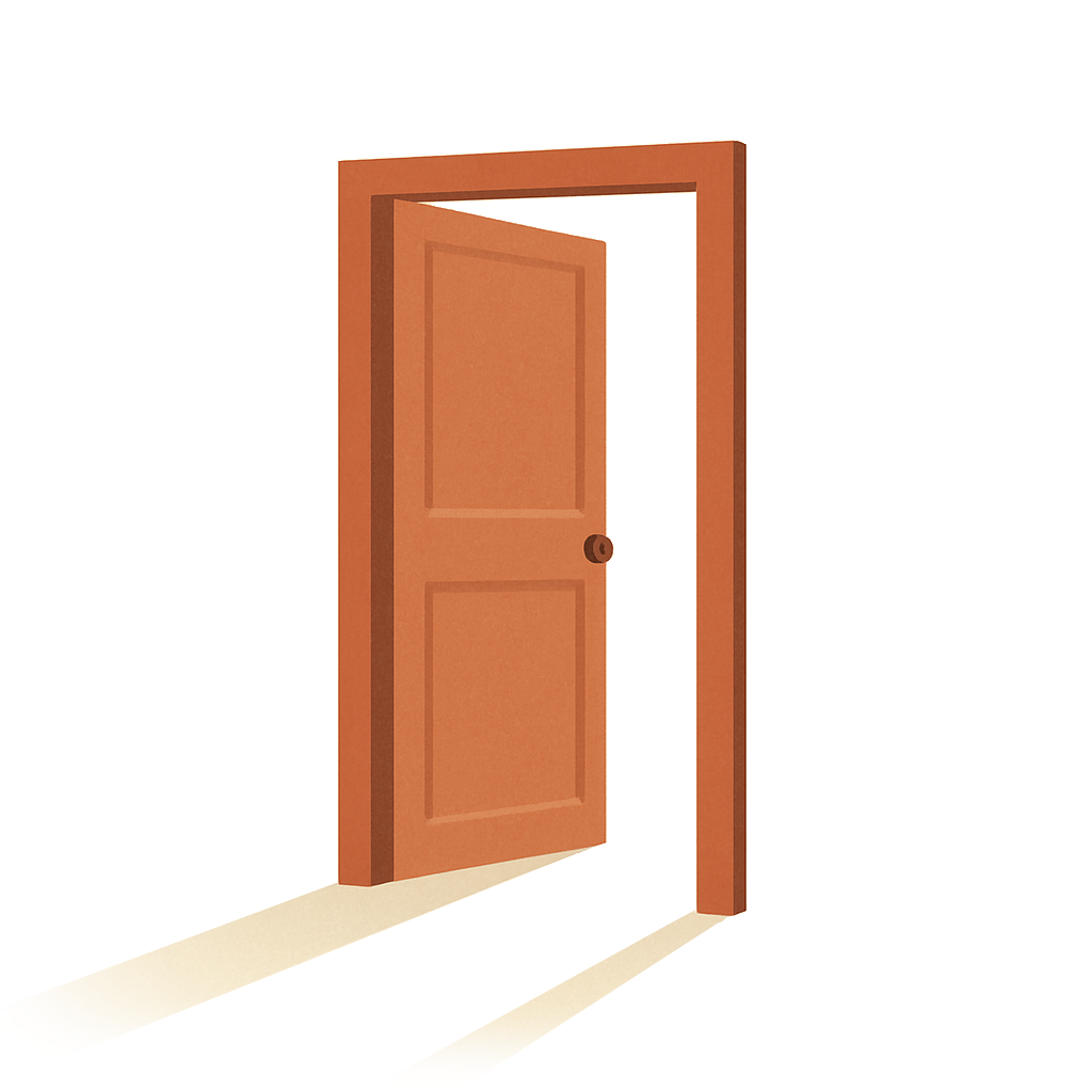 An illustration of an open door symbolizing starting a new transition.