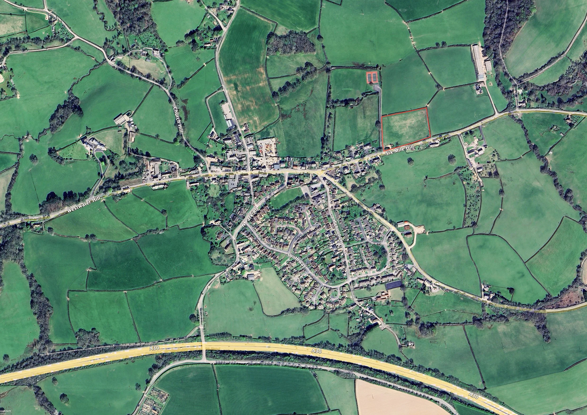 Aerial view of Tedburn St Mary