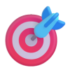 Close-up of a blue arrow hitting the center of a pink and white target