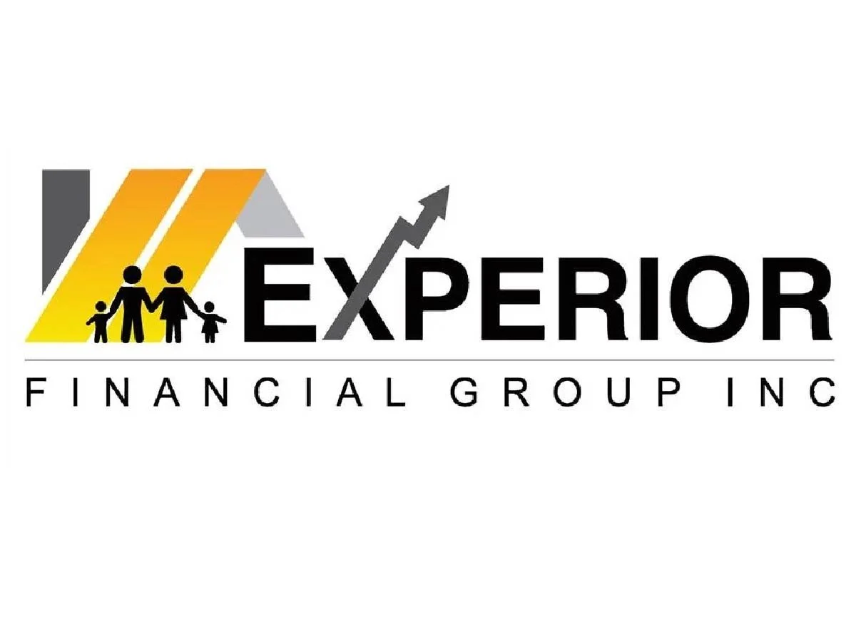 Logo for Experior Financial Group Inc. featuring a family icon, upward arrow, and stylized text.