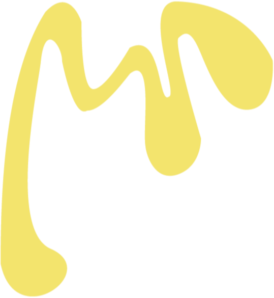 A stylized, yellow, dripping paint logo or design on a transparent background.