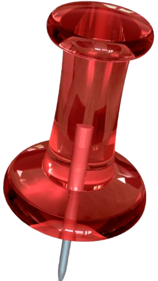 Red pushpin thumbtack symbolizing project pressure points and production deadlines that The Aux Co helps agencies manage.