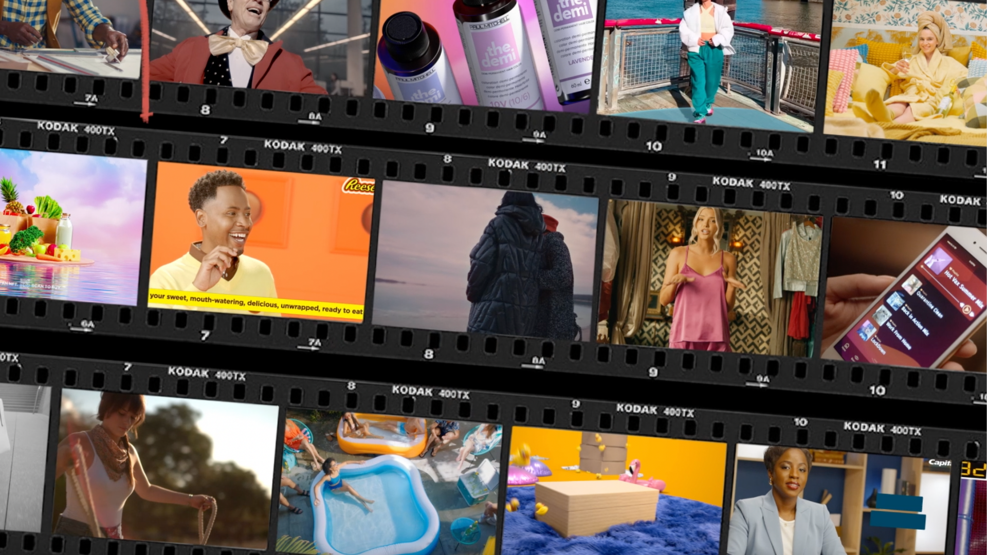 Collage of creative production moments including on-set scenes, teams collaborating, and lifestyle visuals, representing The Aux Co’s embedded creative production services for agencies.