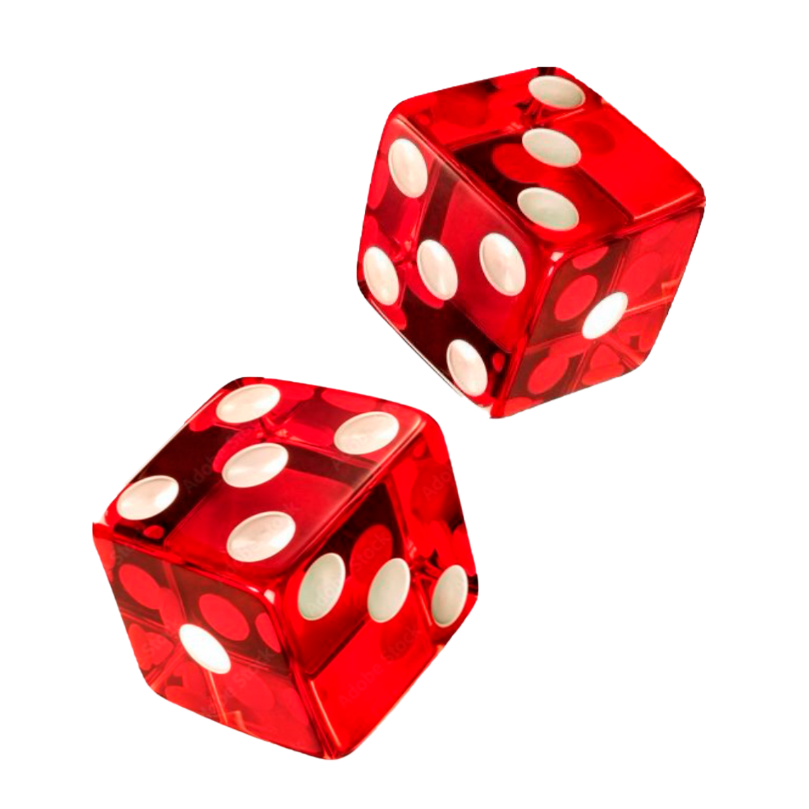 Two red transparent dice in mid air symbolizing the risk agencies take without structured creative production support from The Aux Co.