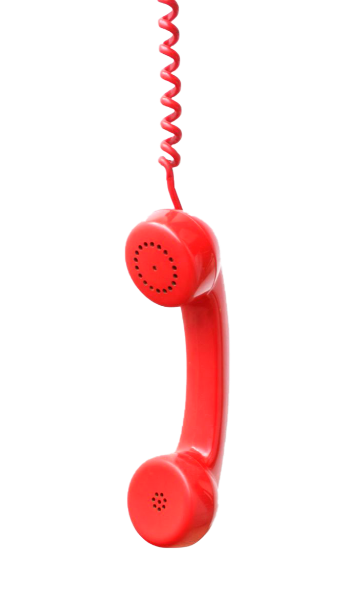 Vintage red corded telephone symbolizing fast communication and hands-on embedded production support from The Aux Co.