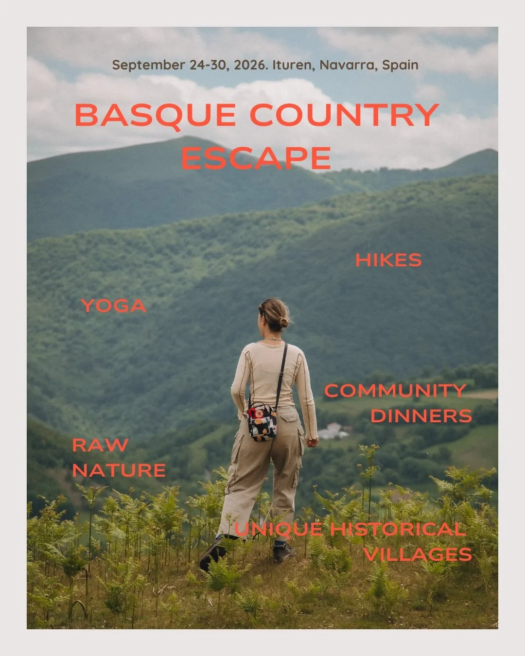 24-30 September 2026, Ituren, Spanish Basque Country. Yoga, movement, curated hikes, local culture, good food, and enough stillness to actually feel it. Join us 🧚🏼&zwj;♂️