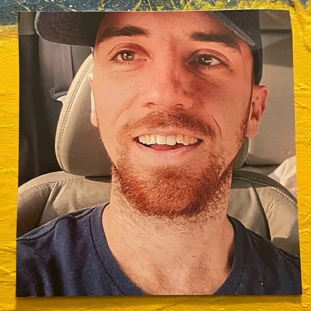 A selfie printed on top of a painting with the car seat in the middle. More artwork released this week and videos/reels coming this week as well 😉